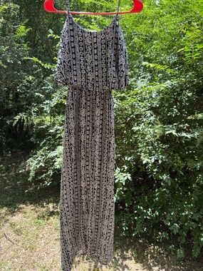 Blu Pepper Vintage Small Black Cream Boho Cold Shoulder Maxi Dress pls Read
